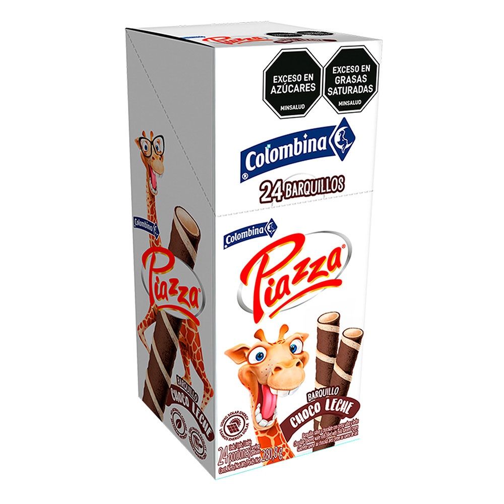 Barquillos Piazza Jirafa Chocoleche x 24 Unds 280g
